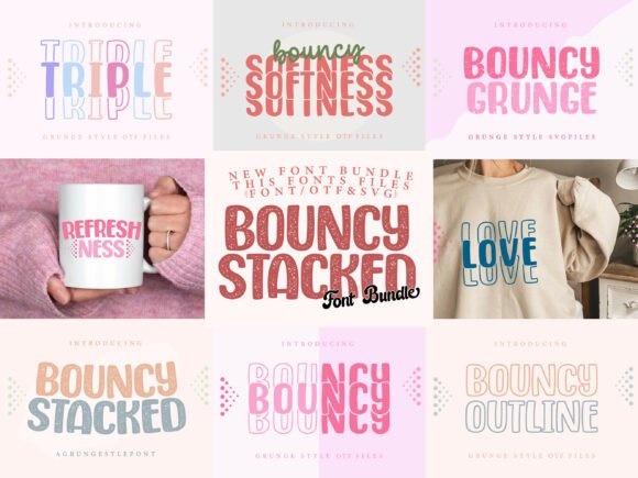 Bouncy Stacked: A Grunge Display Font That Sells Handmade Goods