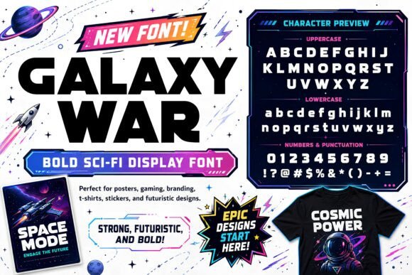 Galaxy War: A Futuristic Display Font for Handmade Creators